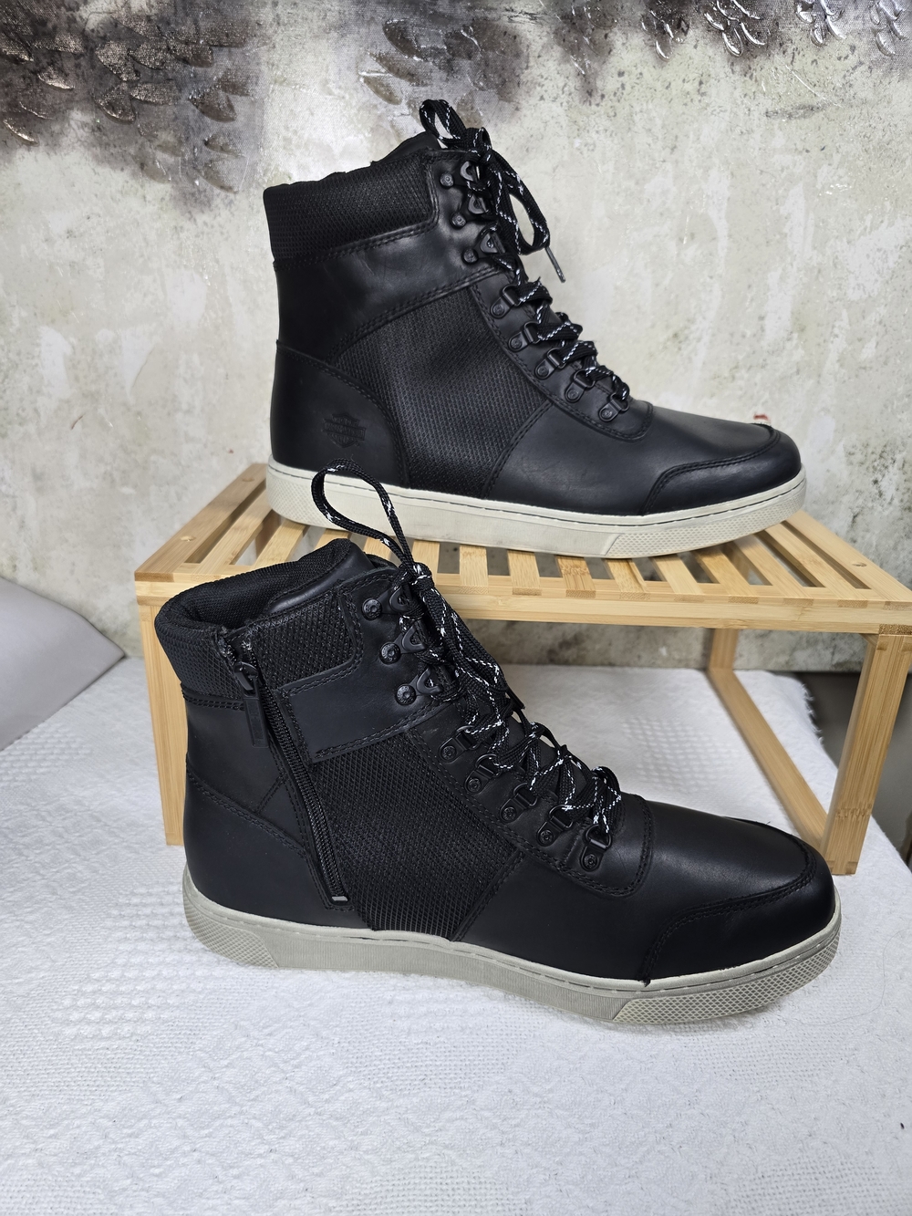 Harley-Davidson Black High Top Moto Boots Side Zip Men’s 11.5 - Picture 2 of 11